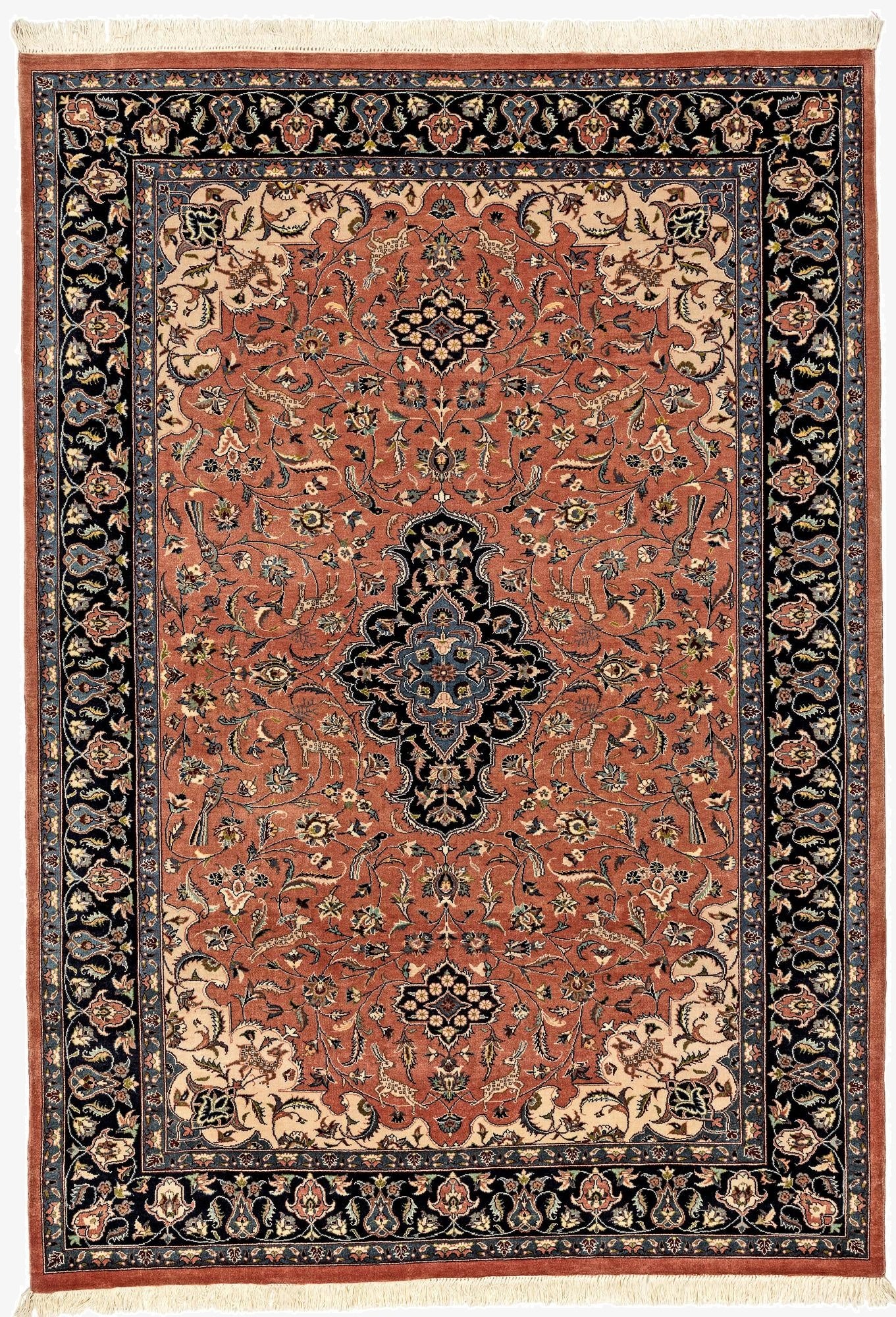 6' 1 x 8' 9  Hand Knotted Isfahan Oriental Wool Rug