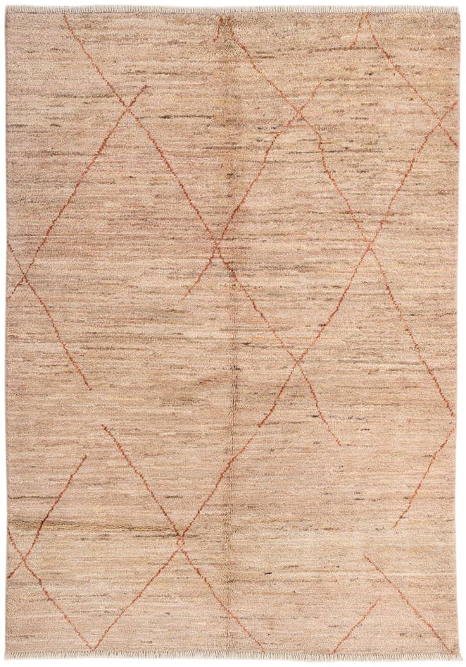 Detail image of 4' 8 x 6' 7 Hand Knotted Moroccan Wool Rug
