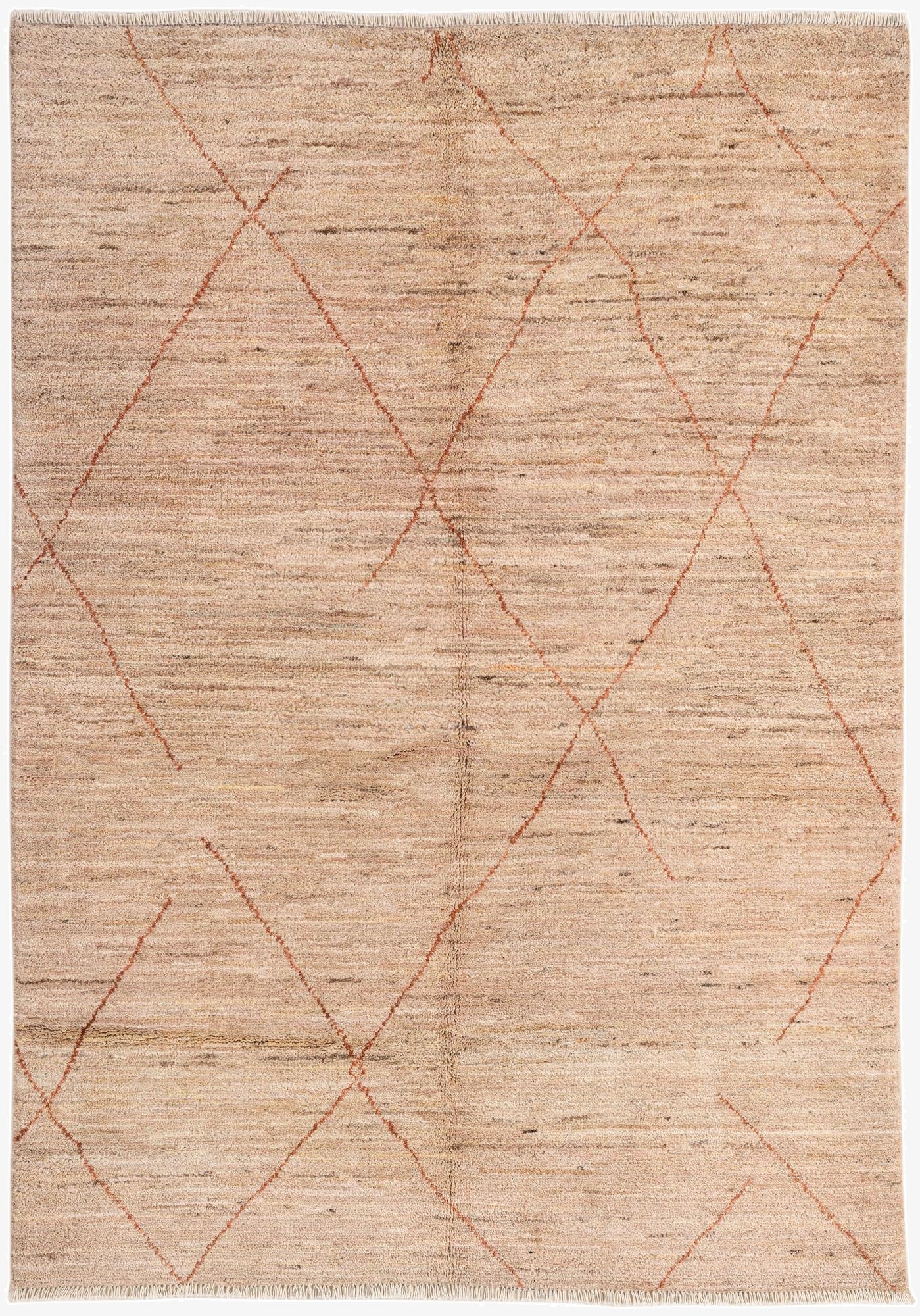 4' 8 x 6' 7  Hand Knotted Moroccan Wool Rug