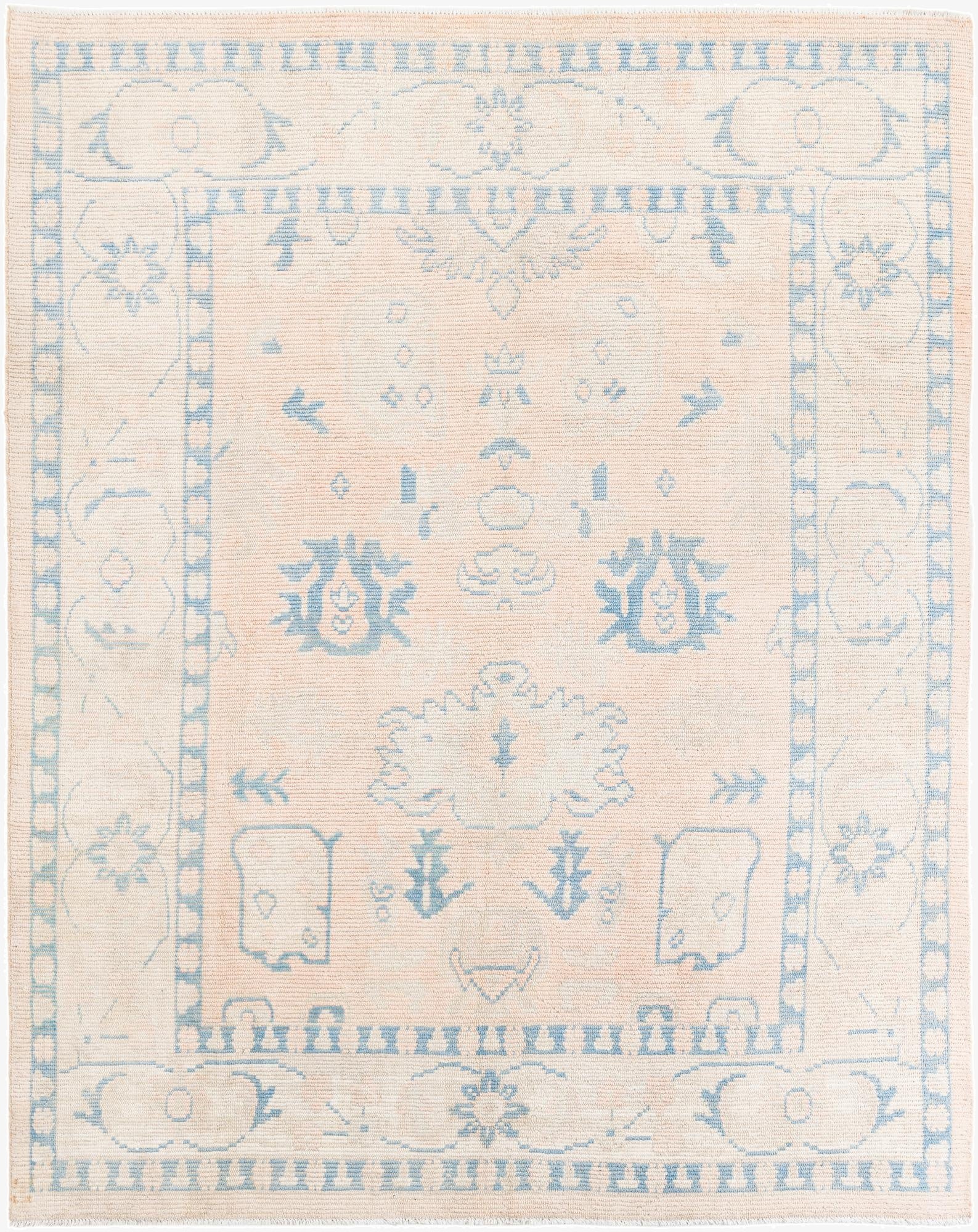 8' 1 x 10' 3  Hand Knotted Oushak Wool Rug