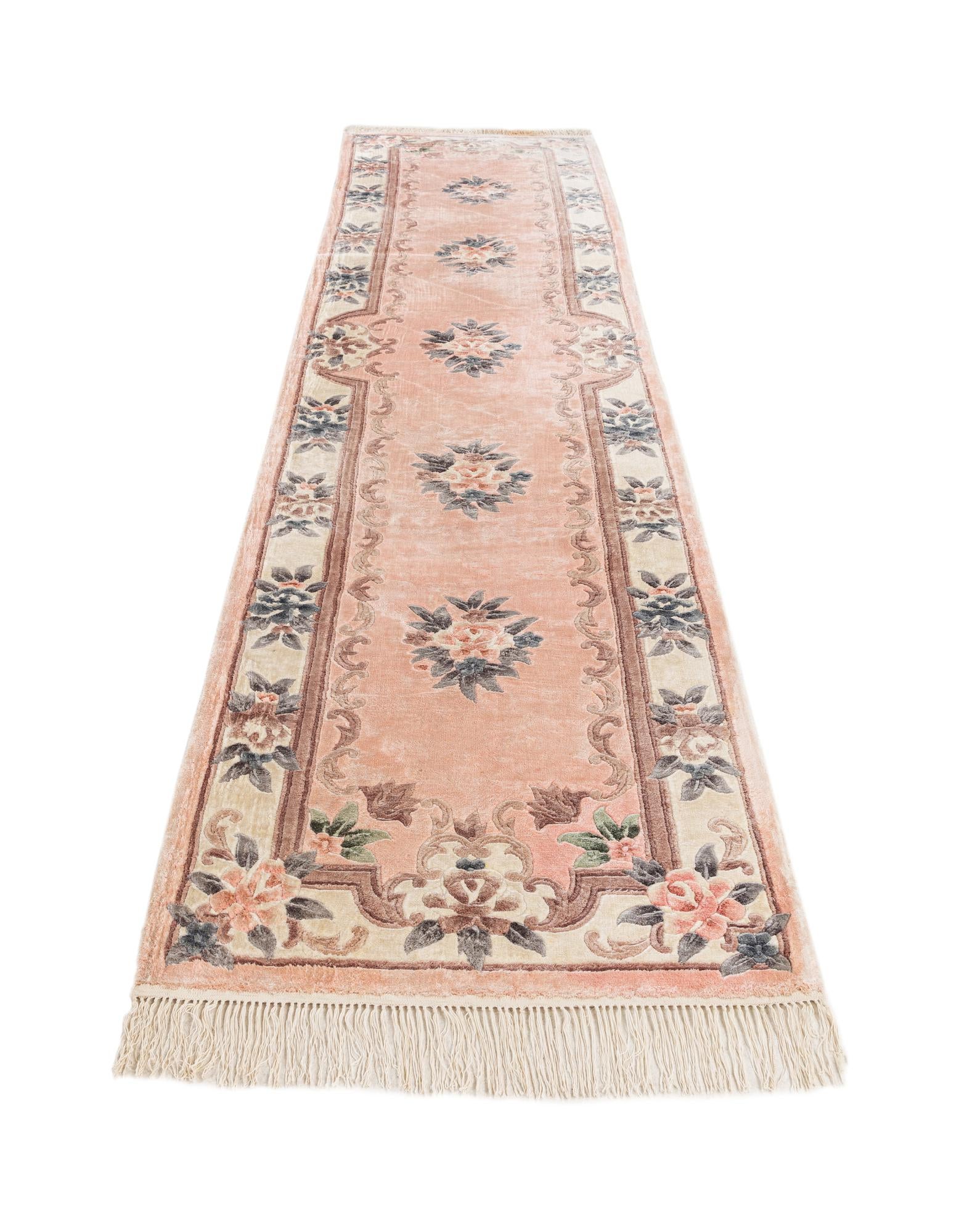 2' 4 x 9' 11 Hand Knotted Carved Pekin Wool Runner Rug