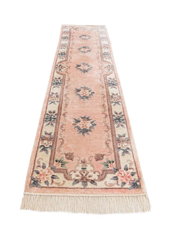 2' 4 x 9' 11 Hand Knotted Carved Pekin Wool Runner Rug