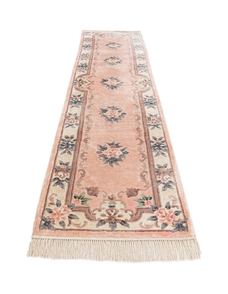 Detail image of 2' 4 x 9' 11 Hand Knotted Carved Pekin Wool Runner Rug