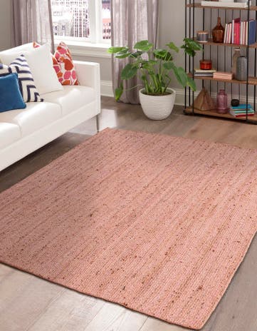 Light Pink Handmade Braided Jute Square Rug