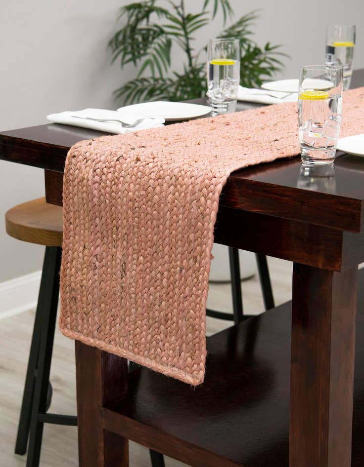 Detail image of 1' 2 x 10'  Hand Braided Jute Table Runner Rug