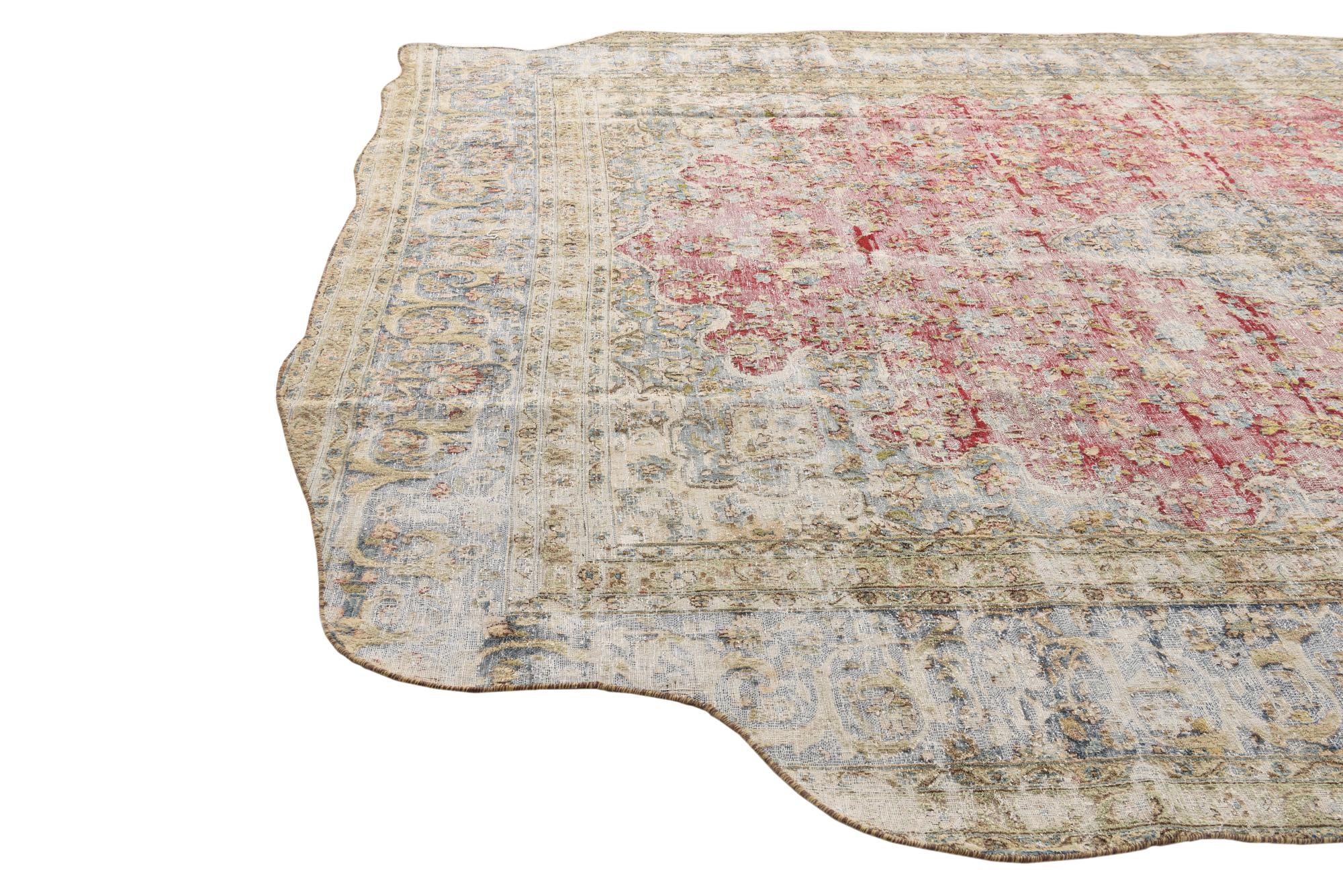 8' 7 x 11' 11 Hand Knotted Ultra Vintage Persian Wool Rug