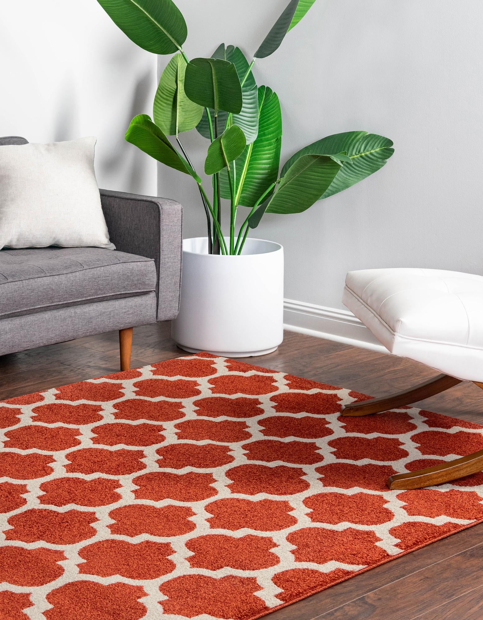 Custom Light Terracotta Trellis Rug