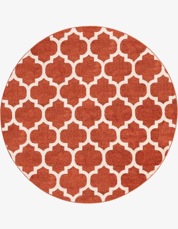 Light Terracotta Lattice Round Rug