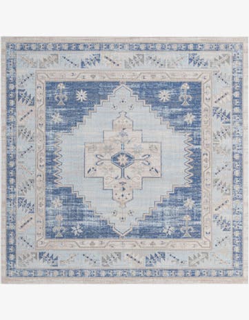 8' x 8' Ligonier · Border rug, sky blue