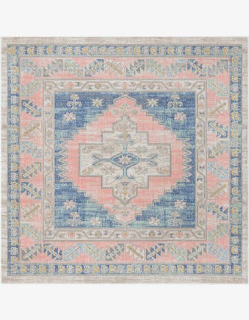 5' 3 x 5' 3 Ligonier · Border rug, french blue