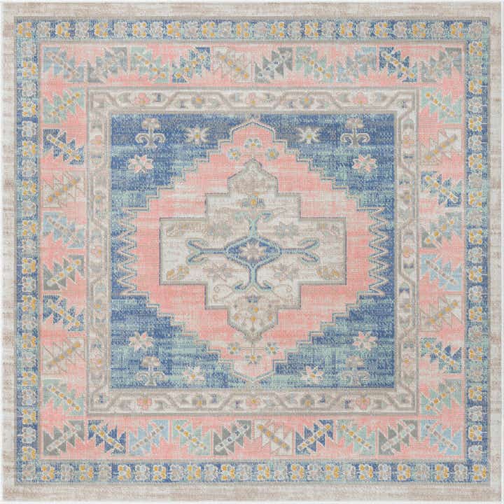5' 3 x 5' 3 Ligonier · Border rug, french blue