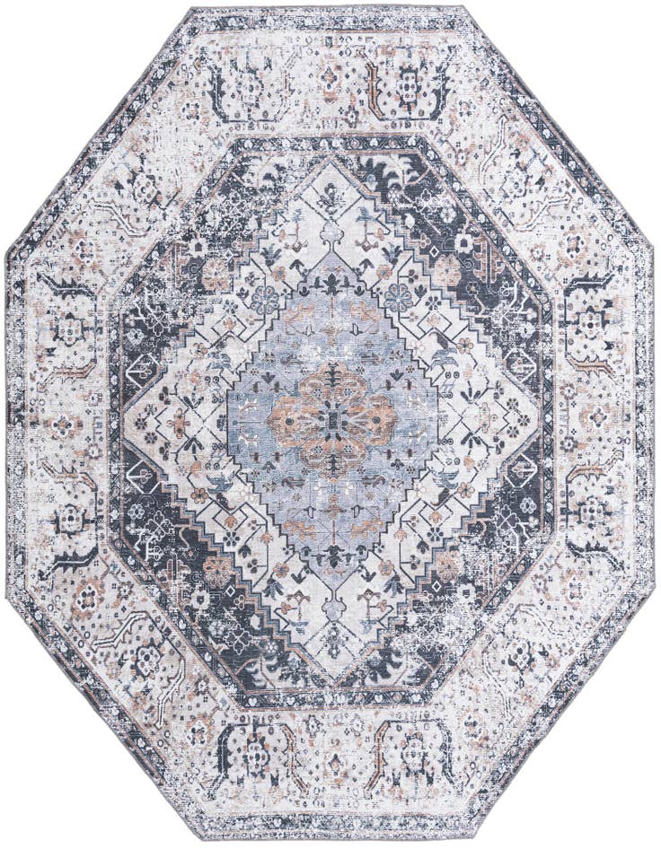 Detail image of 7' 10 x 7' 10 Washable Yara Octagon Rug
