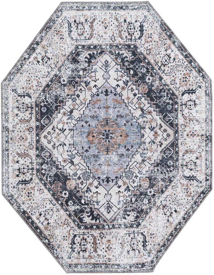 Detail image of 5' x 5' Washable Yara Octagon Rug
