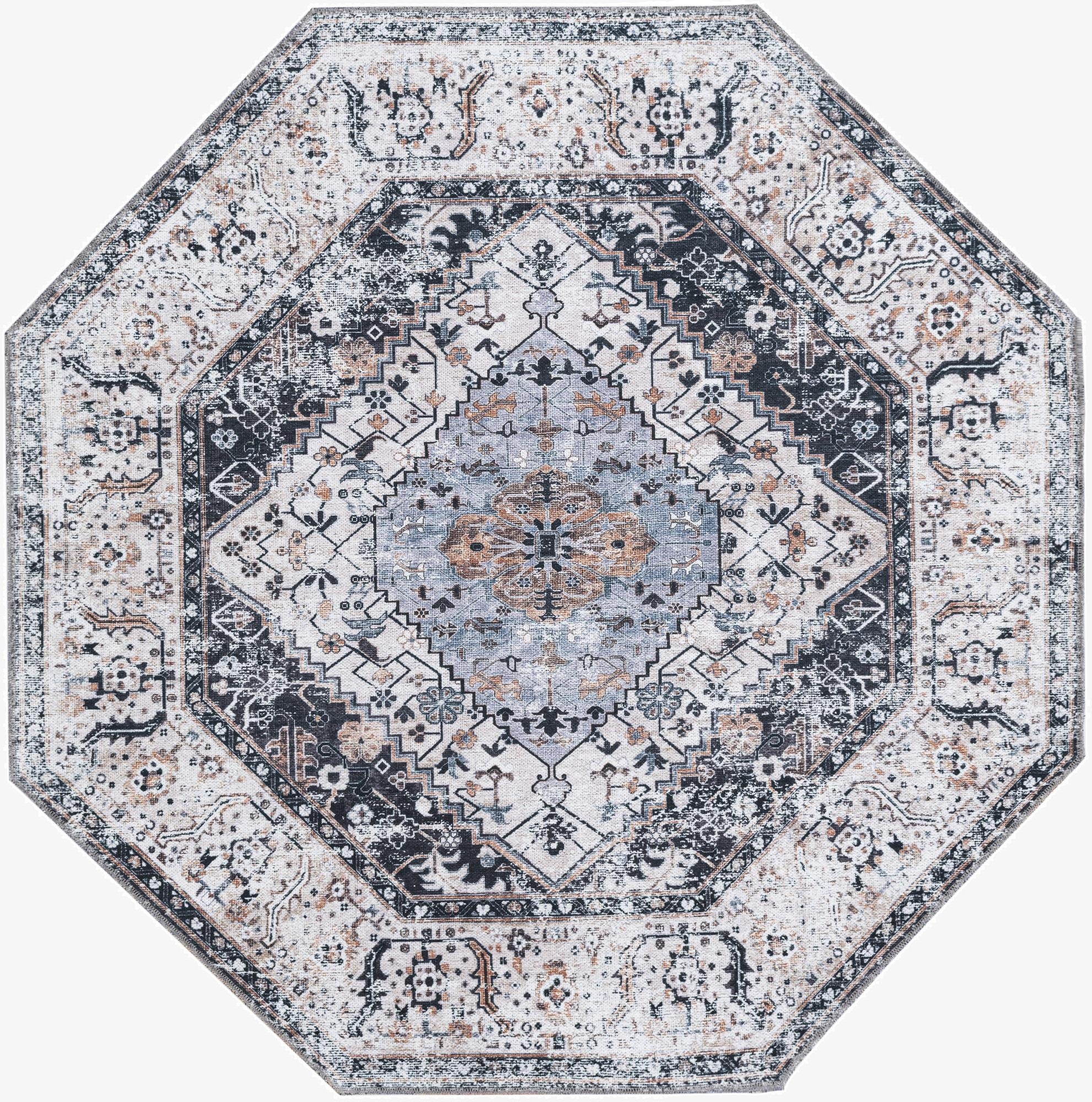 5' x 5' Washable Yara Octagon Rug