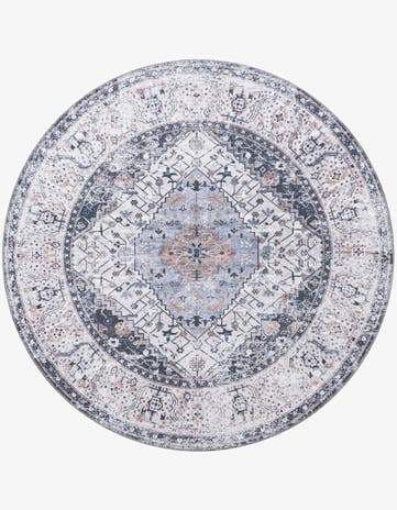 Linen Charcoal Washable Yara Round Rug