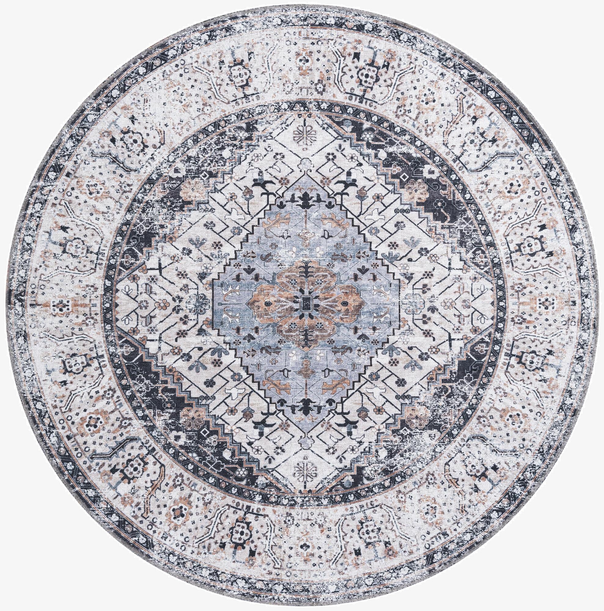 Primary image 6' x 6'  Washable Yara Round Rug