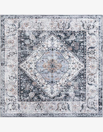 Linen Charcoal Washable Yara Square Rug