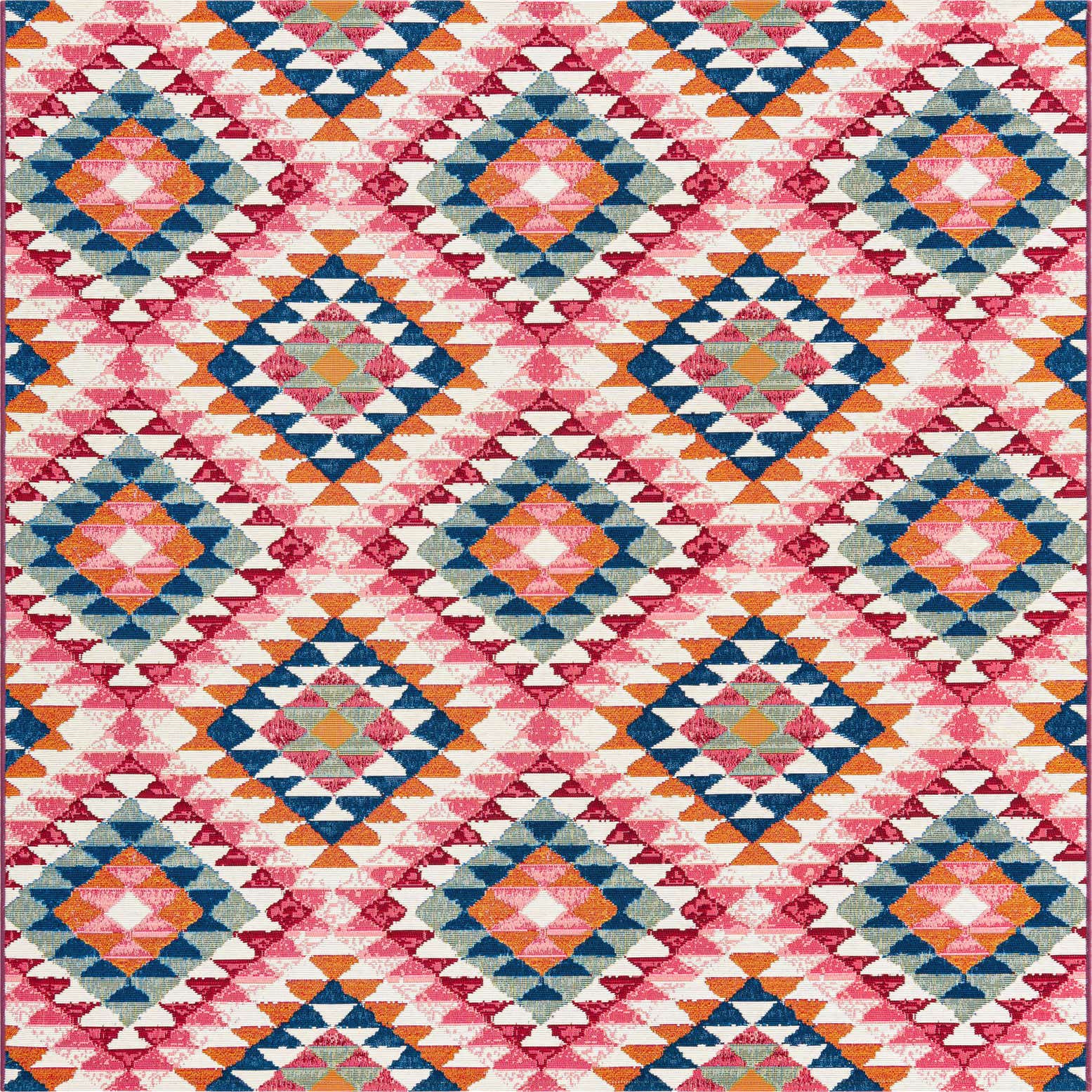 6' x 6' Lomax · Geometric diamond Outdoor Rug, pink and multi