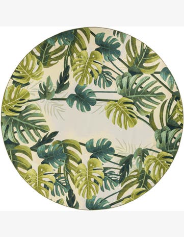 12' x 12' Lomax · Tropical leaf Outdoor Rug, green and ivory