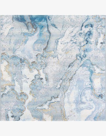 7' 10 x 7' 10 Lomax · Abstract Outdoor Rug, blue and ivory