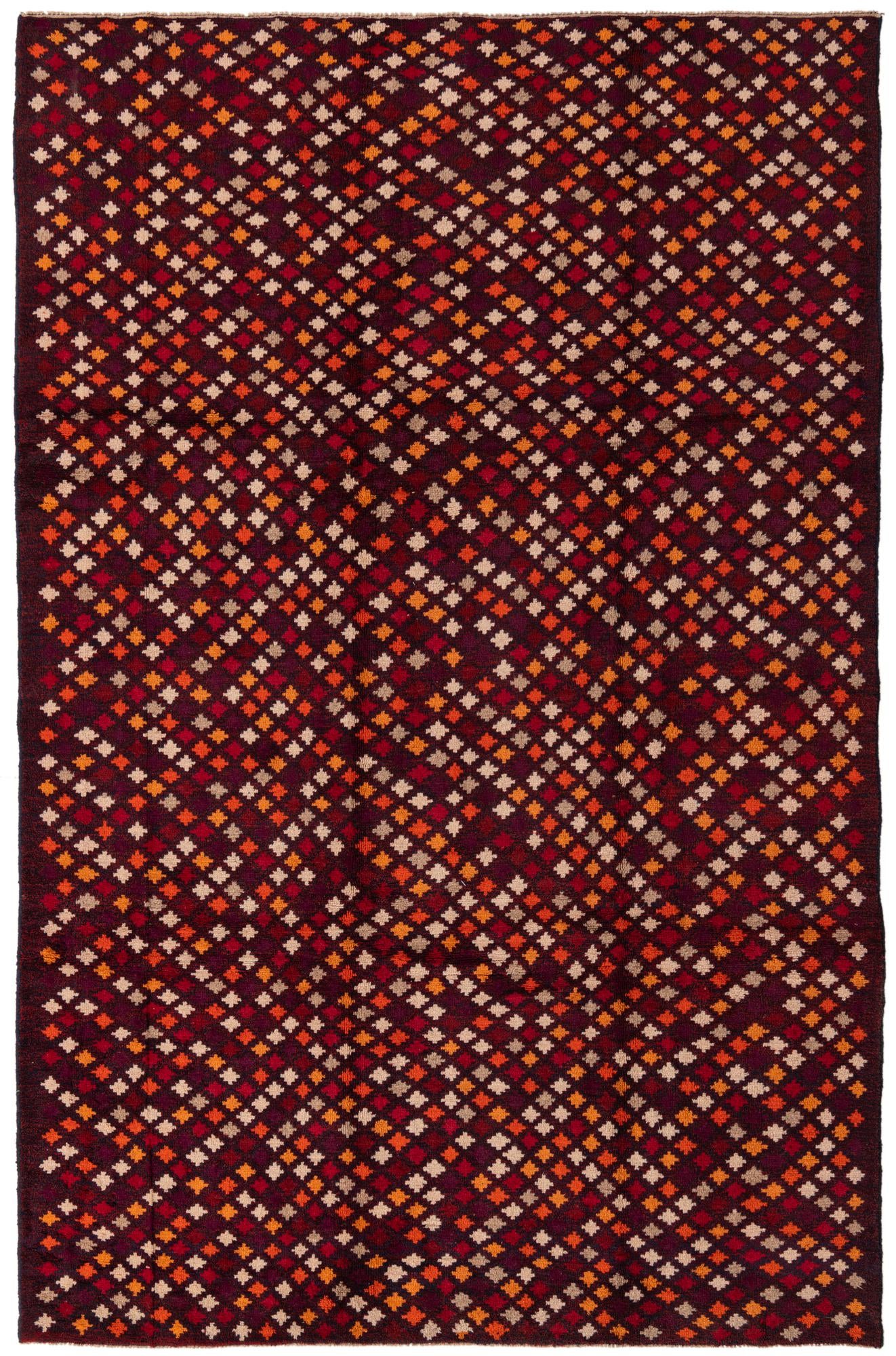 6' 8 x 10' 2 Hand Knotted Balouch Wool Rug