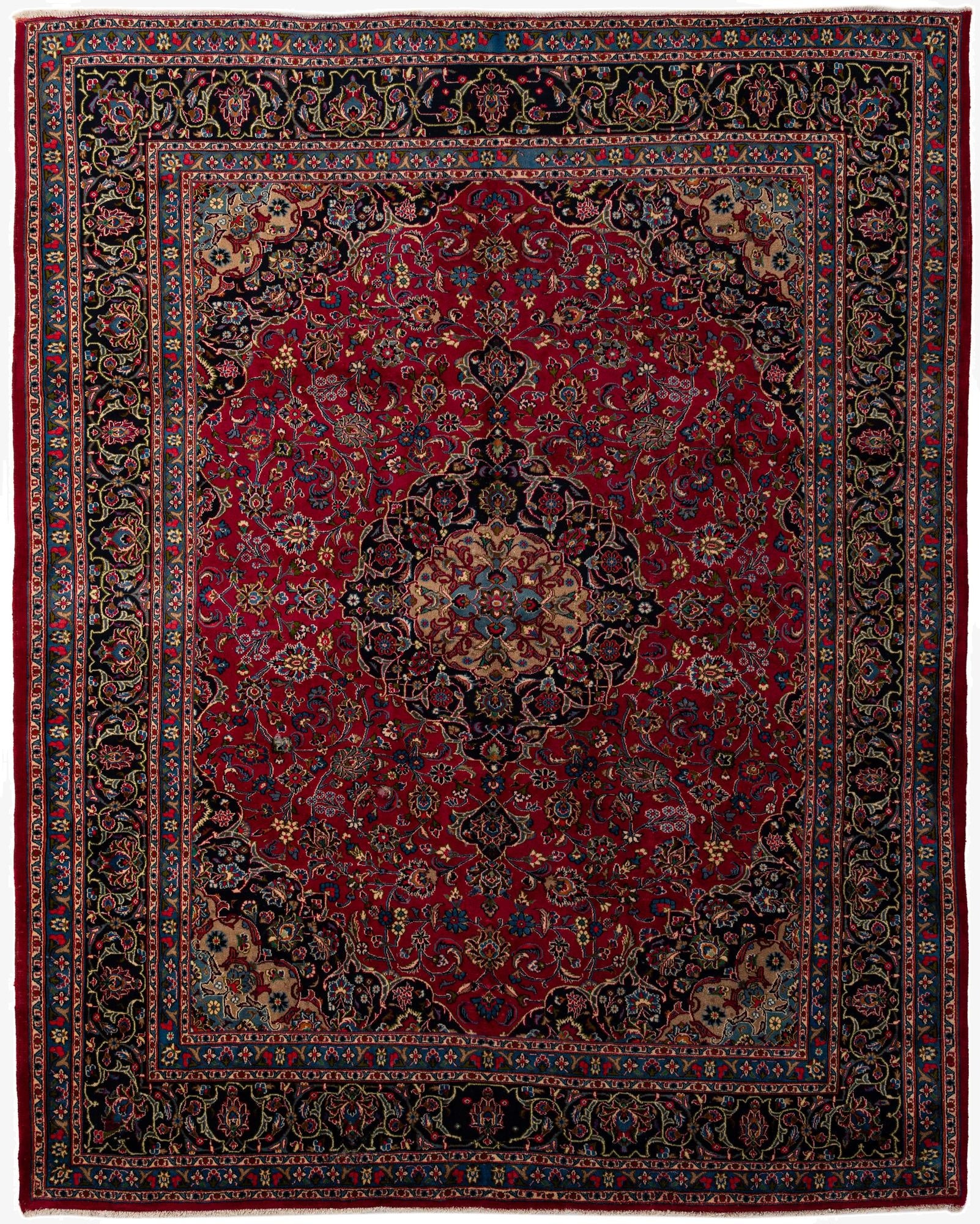 9' 10 x 12' 4  Hand Knotted Kashmar Persian Wool Rug