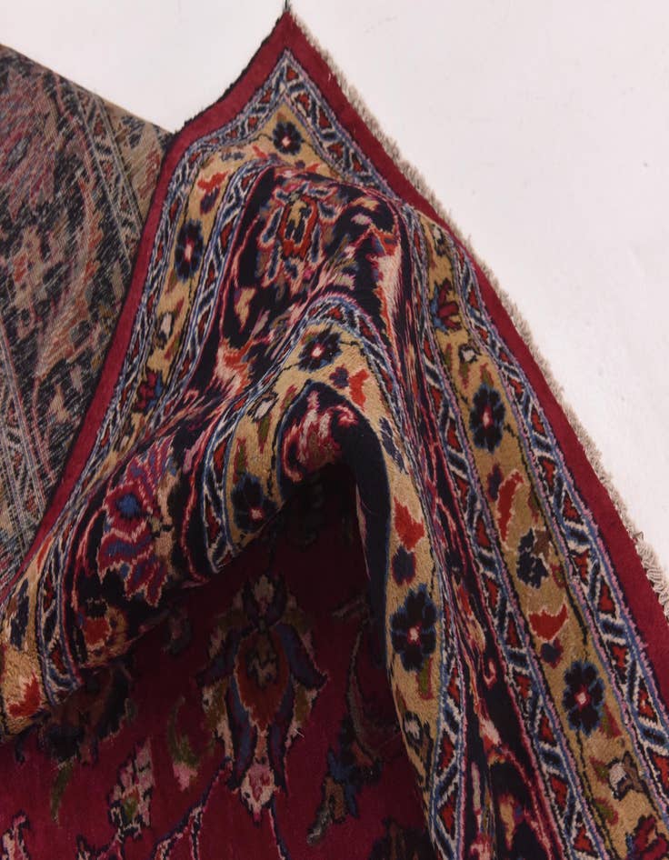 Detail image of 9' 7 x 12' 9  Hand Knotted Mashad Persian Wool Rug