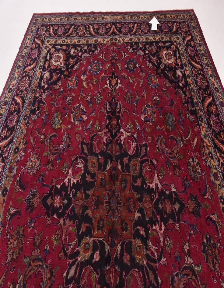 Detail image of 9' 7 x 12' 9  Hand Knotted Mashad Persian Wool Rug