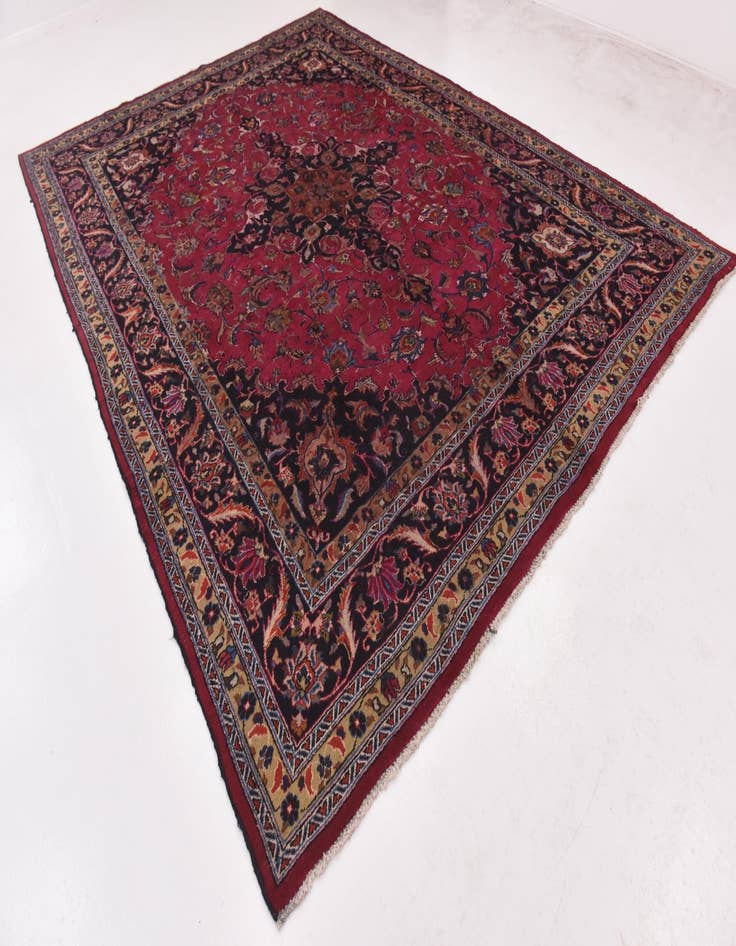 Detail image of 9' 7 x 12' 9  Hand Knotted Mashad Persian Wool Rug