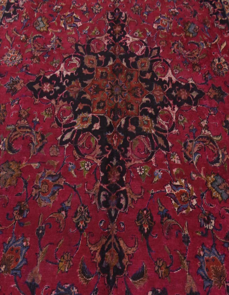 Detail image of 9' 7 x 12' 9  Hand Knotted Mashad Persian Wool Rug