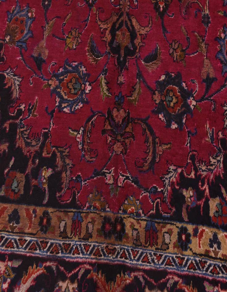 Detail image of 9' 7 x 12' 9  Hand Knotted Mashad Persian Wool Rug