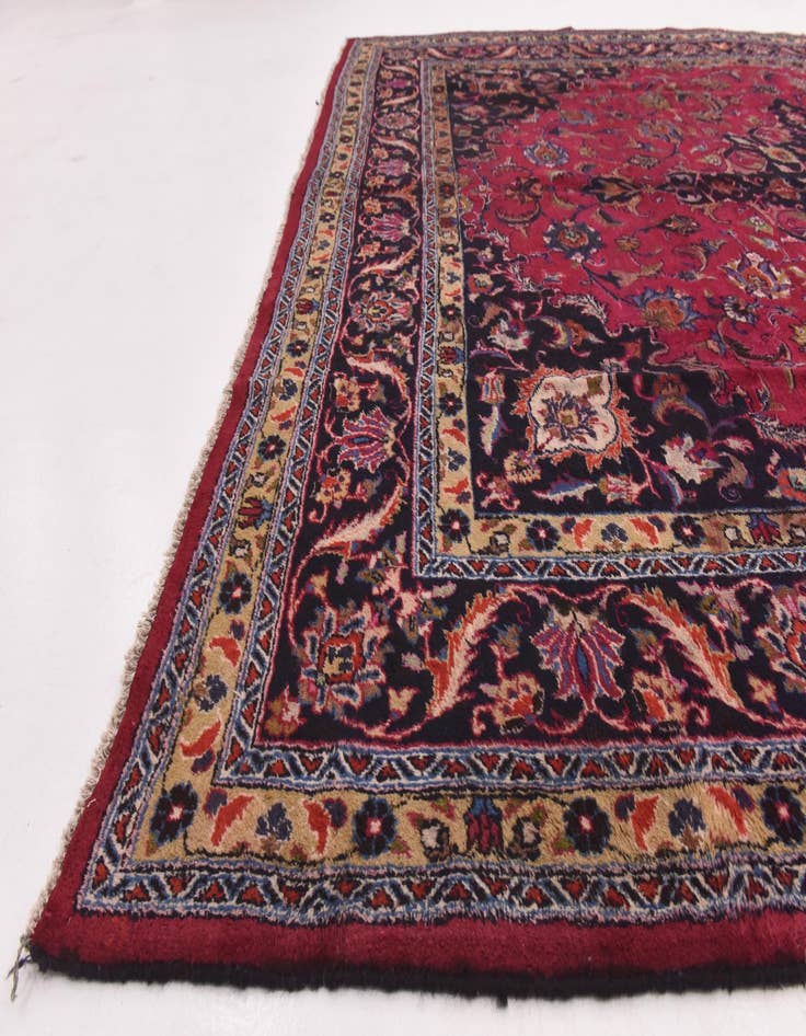 Detail image of 9' 7 x 12' 9  Hand Knotted Mashad Persian Wool Rug