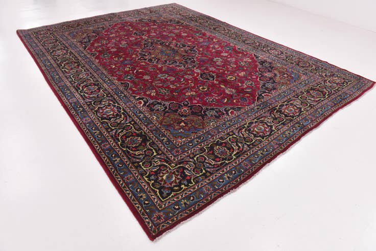 Detail image of 9' 6 x 12' 5 Hand Knotted Mashad Persian Wool Rug