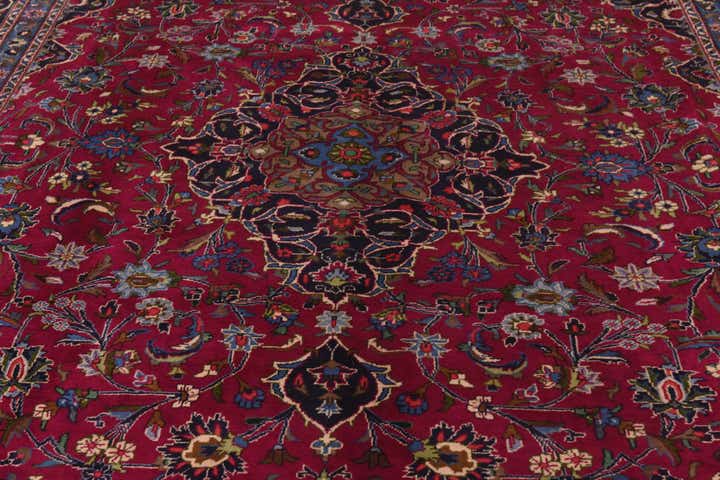 9' 6 x 12' 5 Hand Knotted Mashad Persian Wool Rug