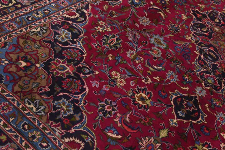 9' 6 x 12' 5 Hand Knotted Mashad Persian Wool Rug