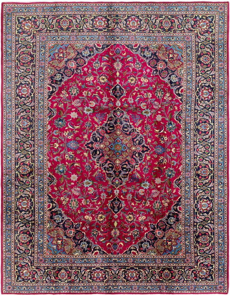 Detail image of 9' 6 x 12' 5 Hand Knotted Mashad Persian Wool Rug