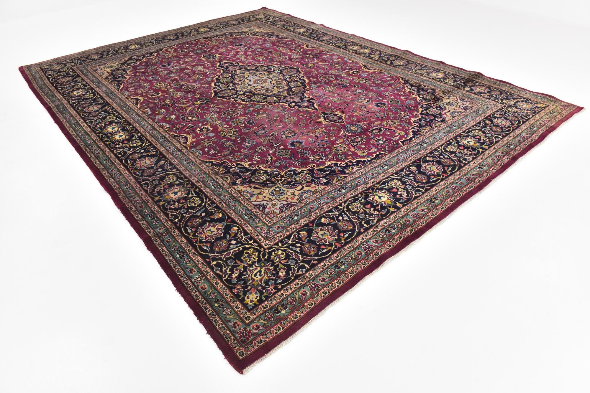 9' 9 x 12' 9 Hand Knotted Mashad Persian Wool Rug