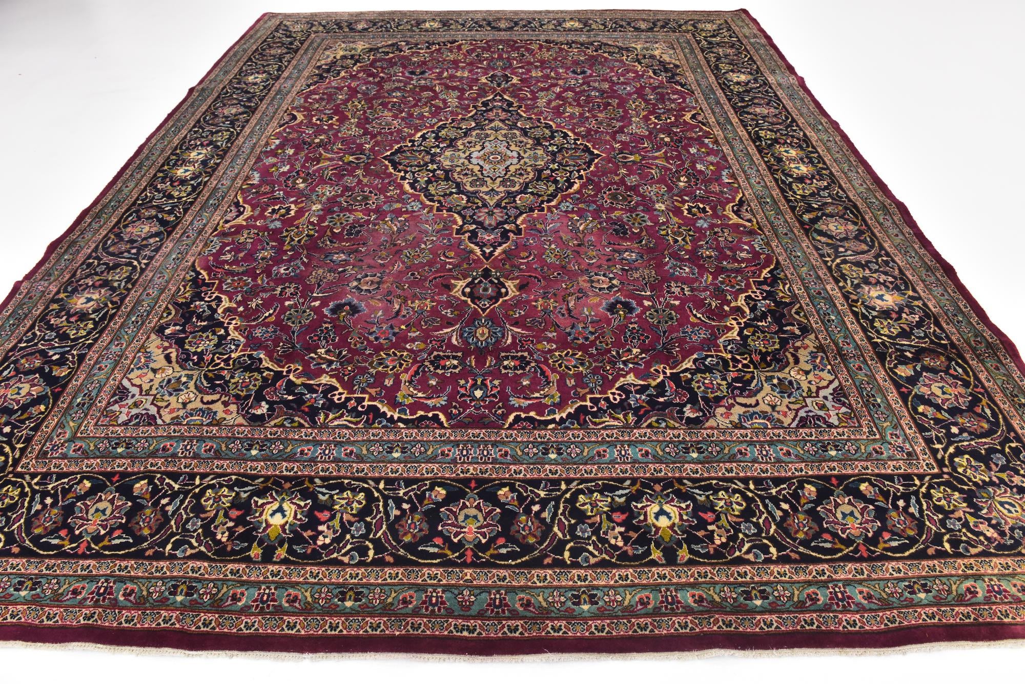 9' 9 x 12' 9 Hand Knotted Mashad Persian Wool Rug