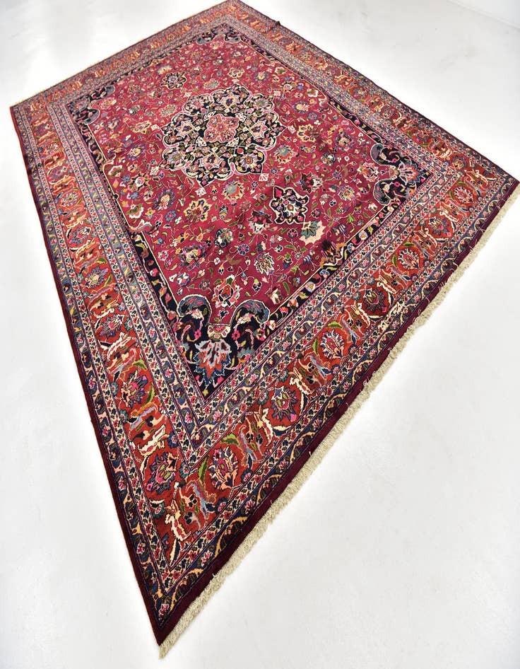 Detail image of 9' 8 x 12' 6  Hand Knotted Mashad Persian Wool Rug