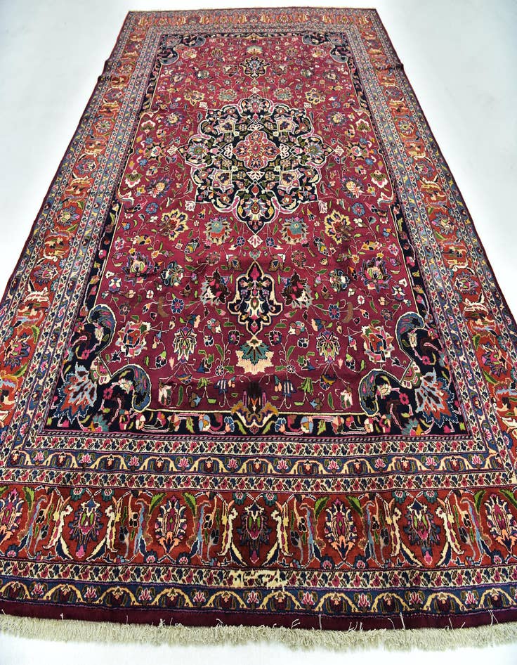 Detail image of 9' 8 x 12' 6  Hand Knotted Mashad Persian Wool Rug