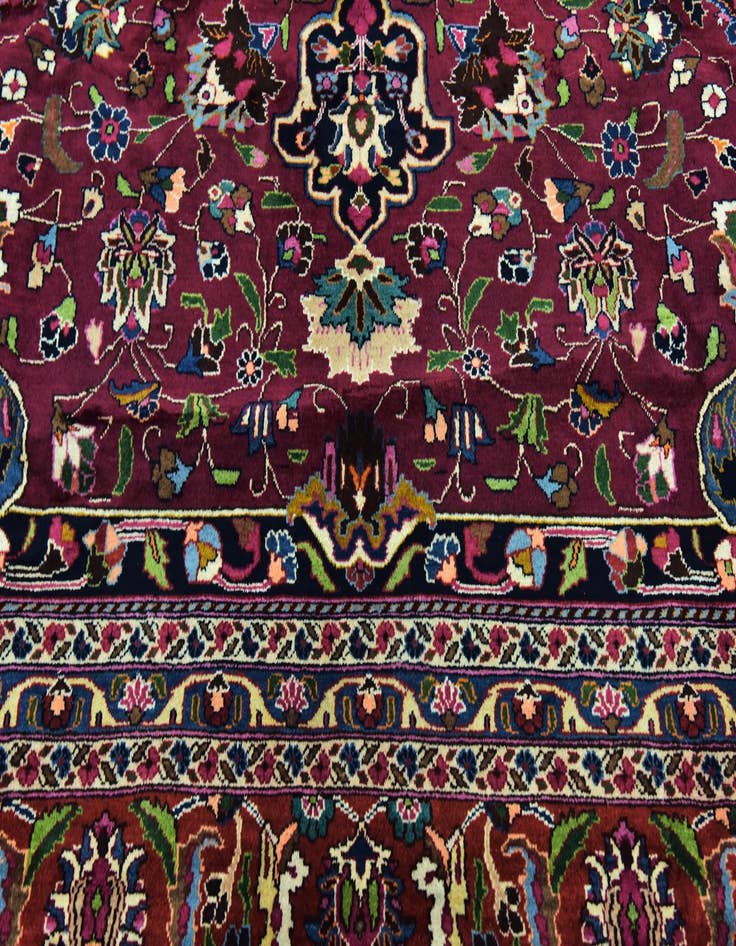 Detail image of 9' 8 x 12' 6  Hand Knotted Mashad Persian Wool Rug