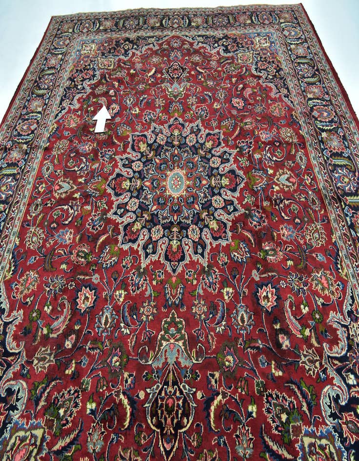 Detail image of 9' 9 x 12' 6  Hand Knotted Mashad Persian Wool Rug