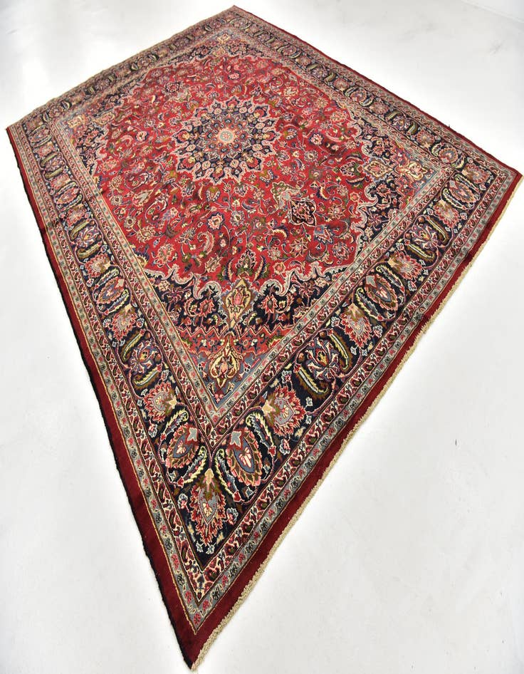 Detail image of 9' 9 x 12' 6  Hand Knotted Mashad Persian Wool Rug