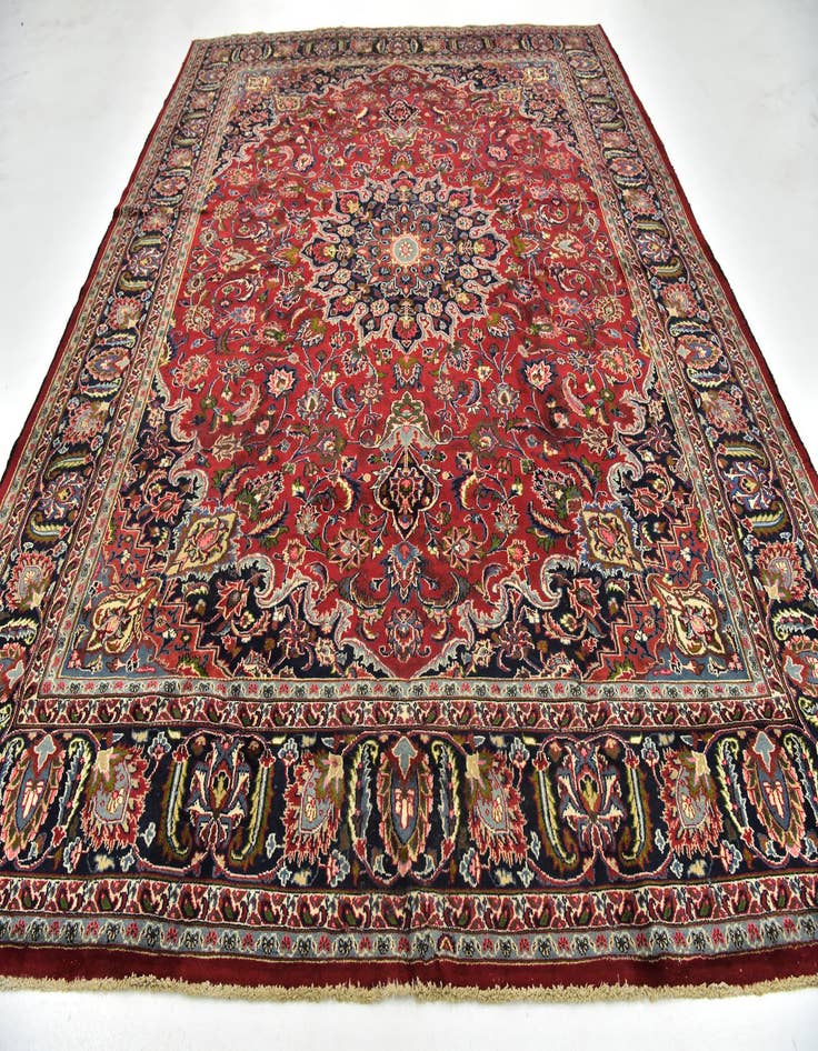 Detail image of 9' 9 x 12' 6  Hand Knotted Mashad Persian Wool Rug