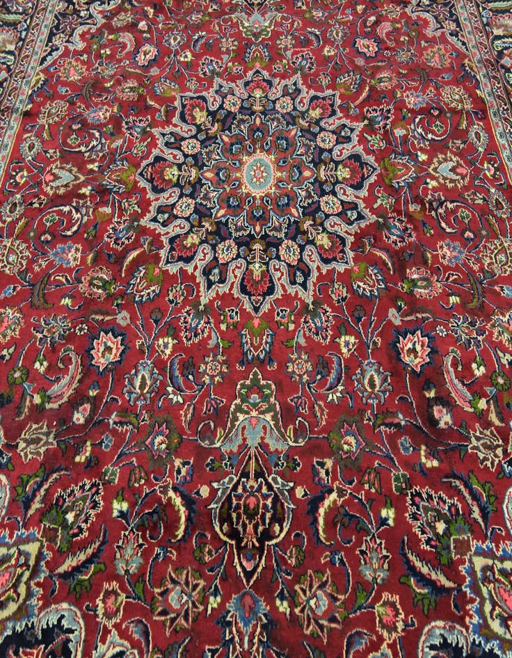 Detail image of 9' 9 x 12' 6  Hand Knotted Mashad Persian Wool Rug
