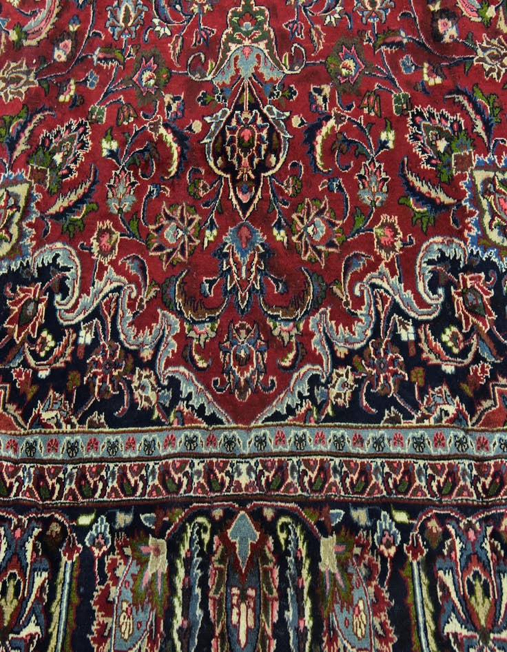 Detail image of 9' 9 x 12' 6  Hand Knotted Mashad Persian Wool Rug