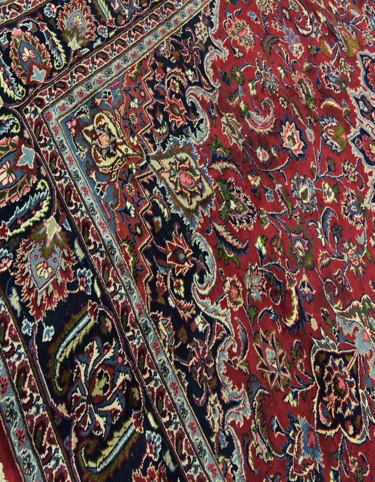 Detail image of 9' 9 x 12' 6  Hand Knotted Mashad Persian Wool Rug
