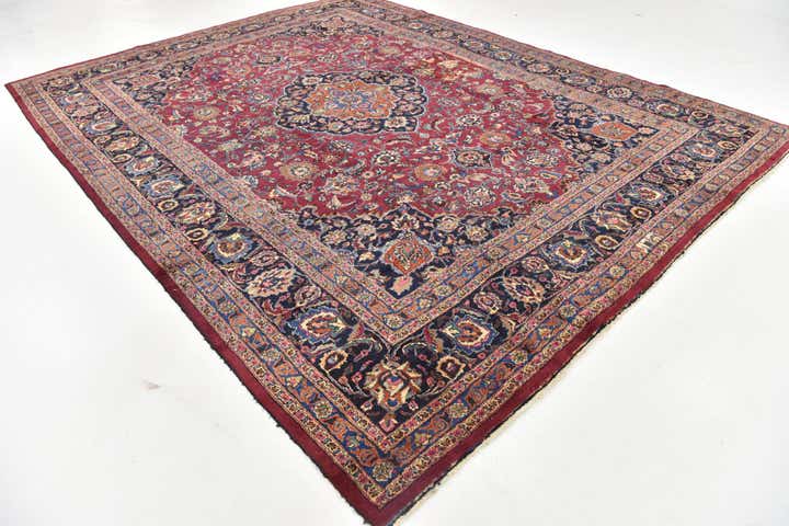 9' 10 x 12' 10 Hand Knotted Mashad Persian Wool Rug
