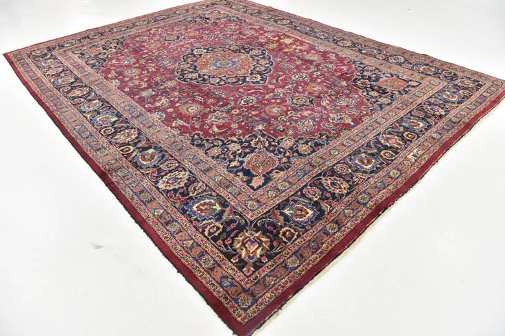 Detail image of 9' 10 x 12' 10 Hand Knotted Mashad Persian Wool Rug
