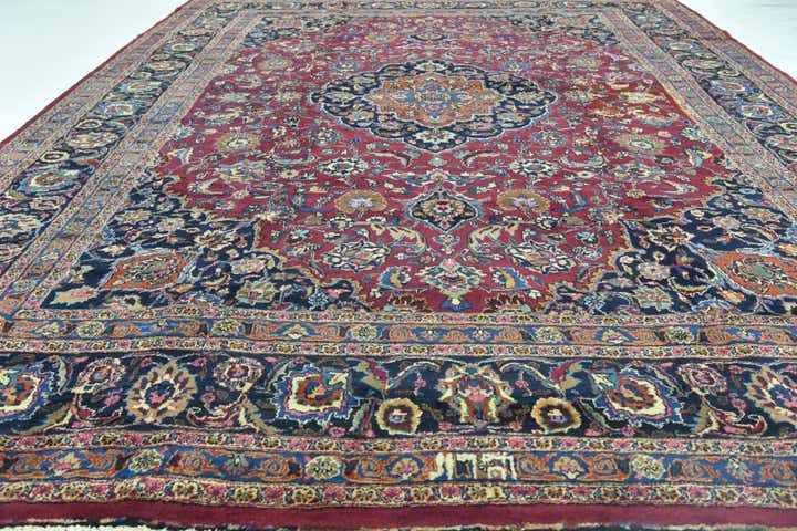9' 10 x 12' 10 Hand Knotted Mashad Persian Wool Rug